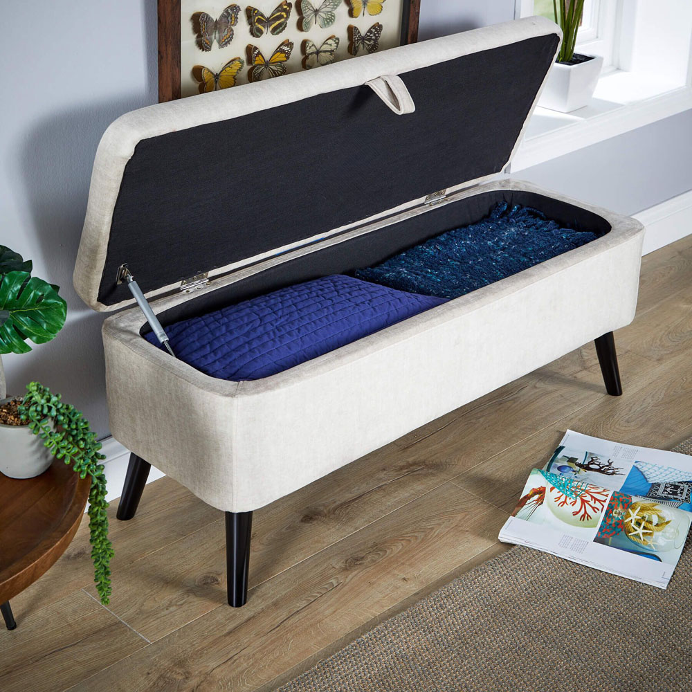 Home Source Carson Grey Buttoned Storage Ottoman Image 5