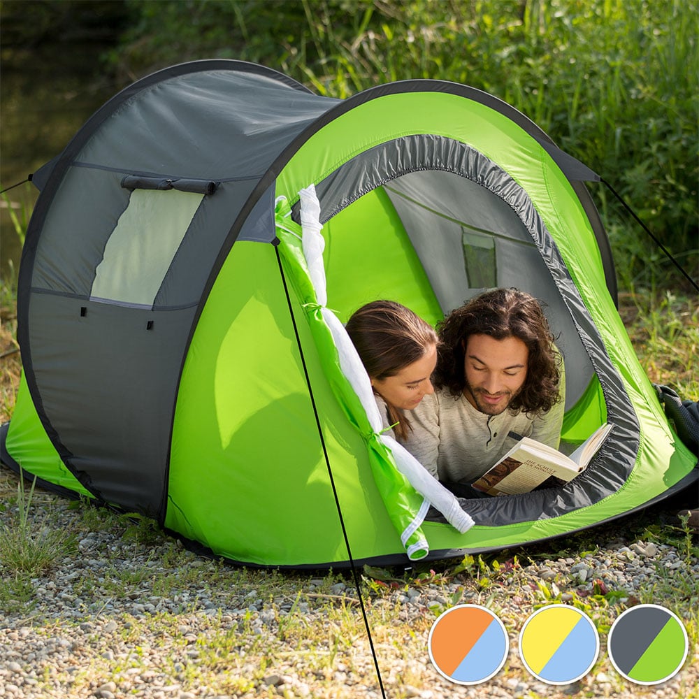 tectake 2 Person Grey and Green Pop Up Tent Image 4