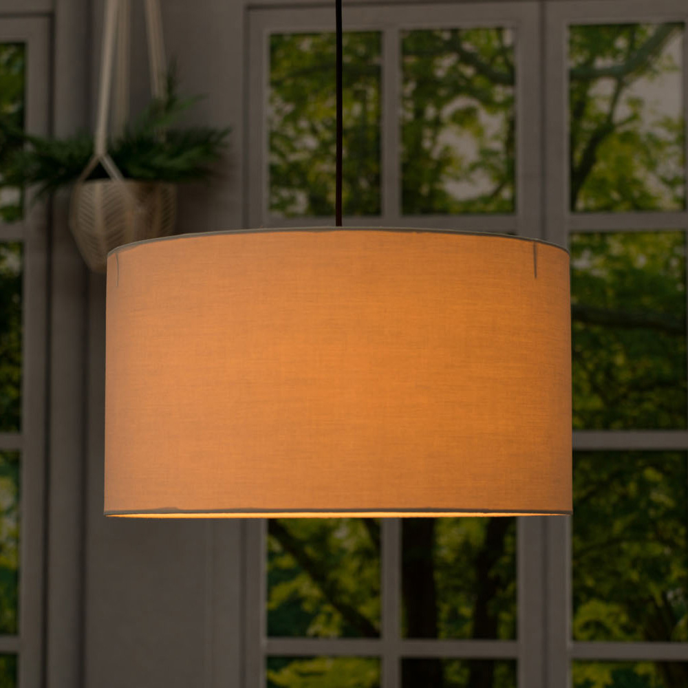 ValueLights Reni Natural Fabric Drum Ceiling Lamp Shade 45cm Image 3