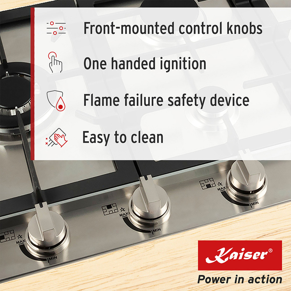 Kaiser Avantgarde Pro Stainless Steel Gas Hob 86cm Image 6