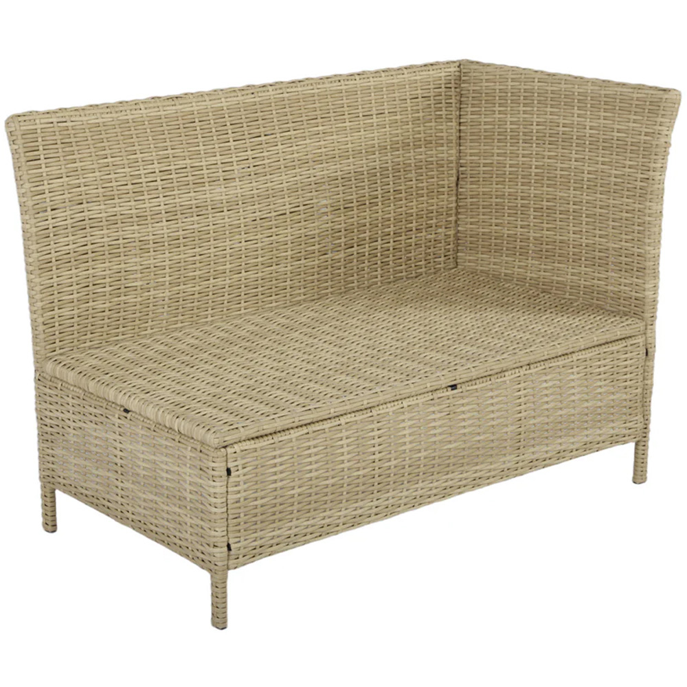 HGD Alia 6 Seater Natural and White Rattan Garden Corner Dining Sofa Set with Glass Table Image 4