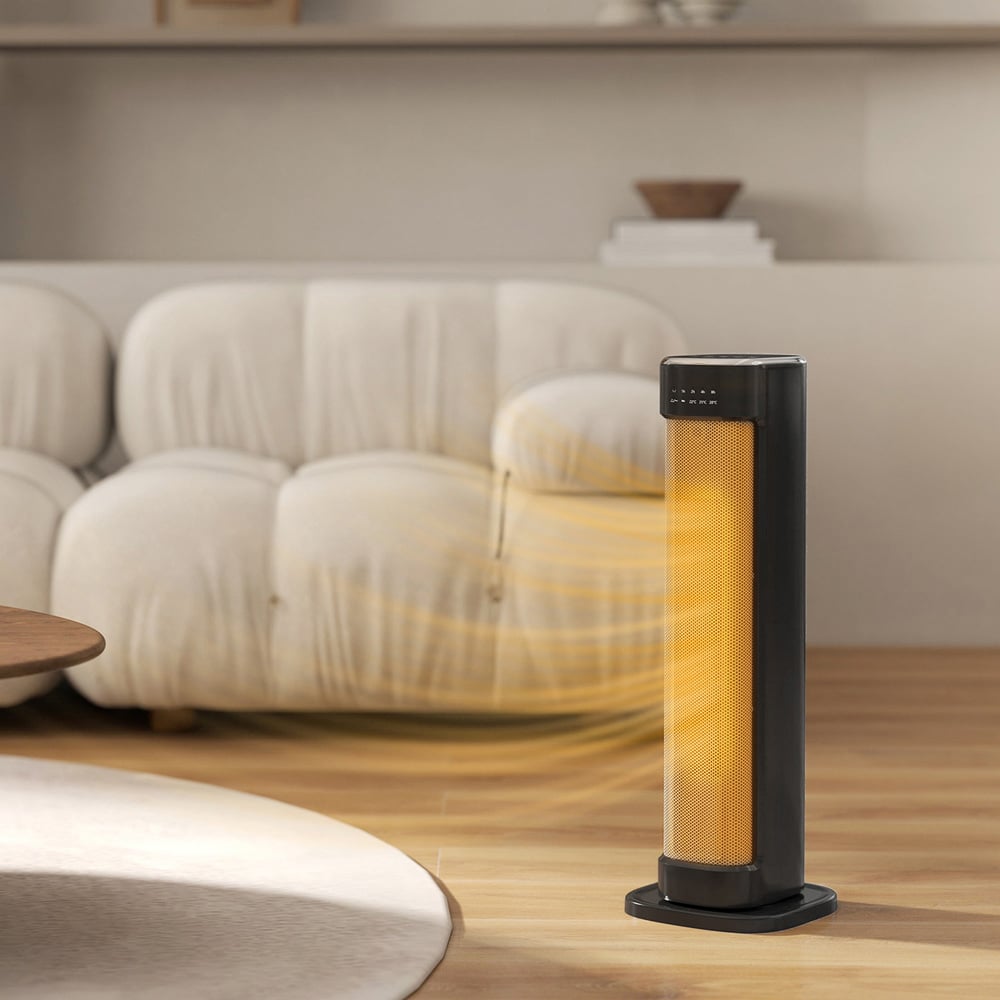 HOMCOM Black Ceramic Electric Fan Space Heater with Timer 2000W Image 3