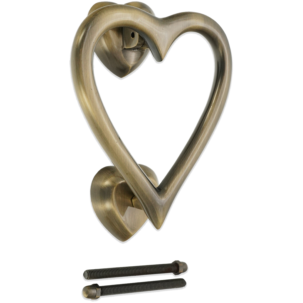 Spira Brass Antique Brass Heart Door Knocker Image 3