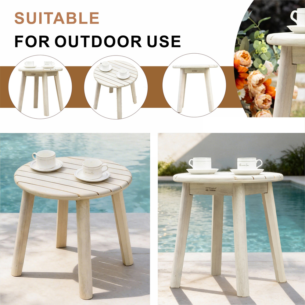 Direct Wicker Naturally Sanded Wooden Garden Side Table Image 8