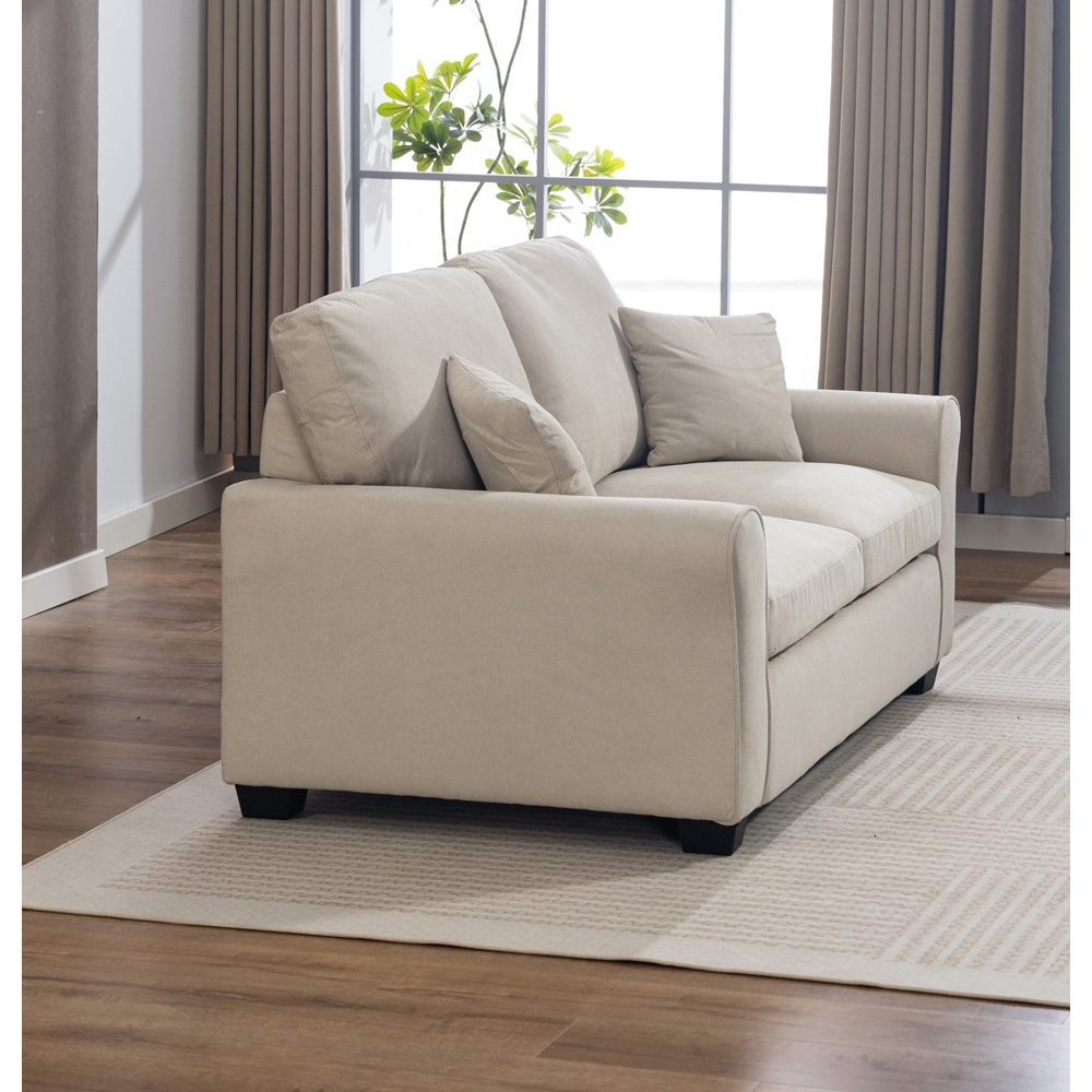 Artemis Home Lewiston 2 Seater Beige Fabric Sofa Bed Image 9