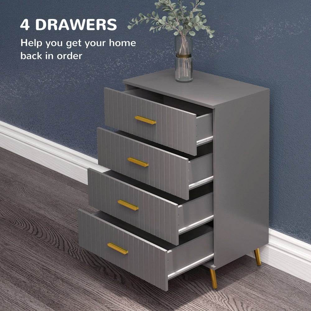 Portland 4 Drawer Chest of Drawers with Aluminium Legs Image 6