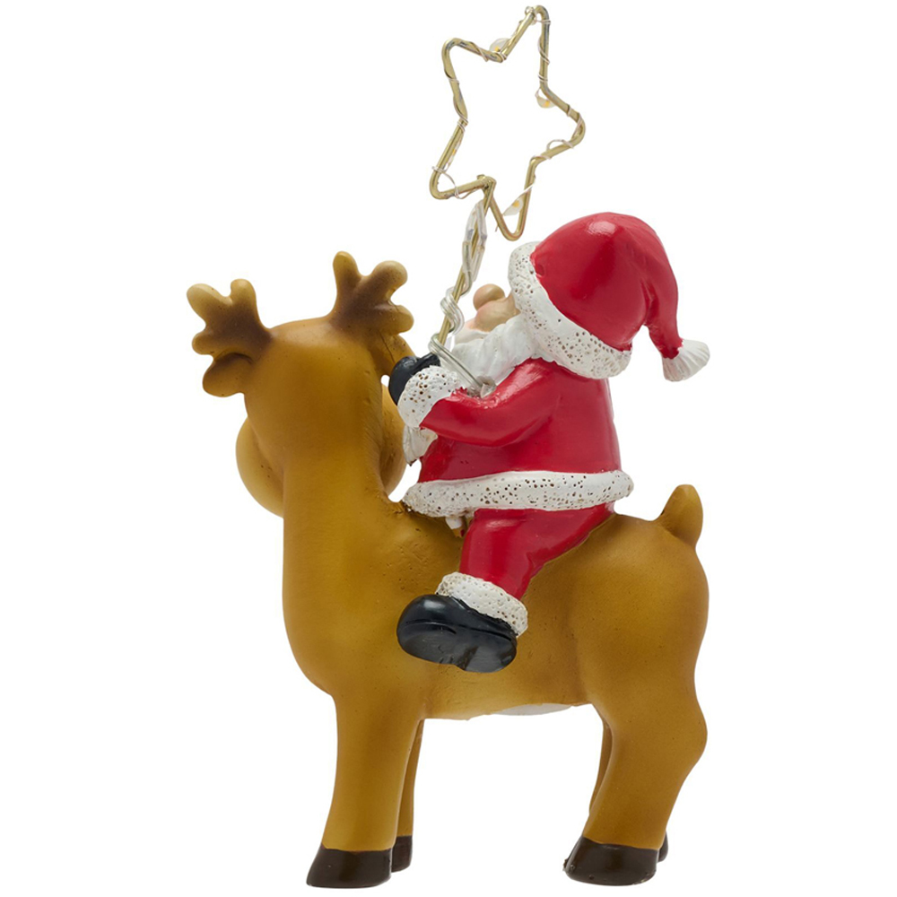 The Christmas Gift Co Santa On a Reindeer with LED Star Image 3