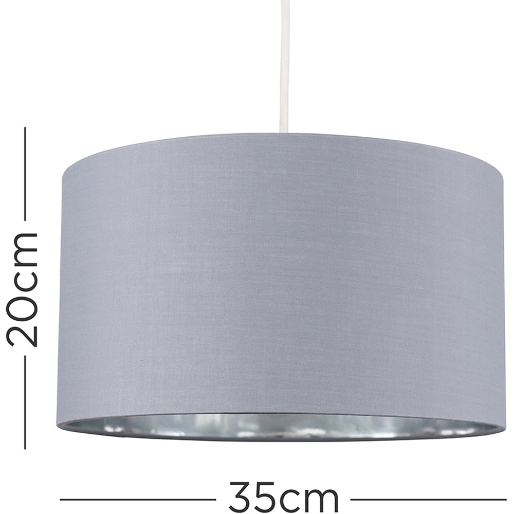ValueLights Reni Grey with Metallic Chrome Ceiling Drum Lamp Shade Medium Image 4