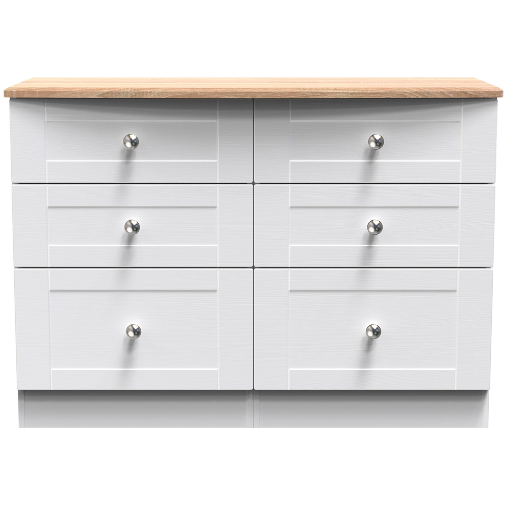 Crowndale Sussex 6 Drawer White Ash and Bardolino Oak Chest of Drawers Ready Assembled Image 3