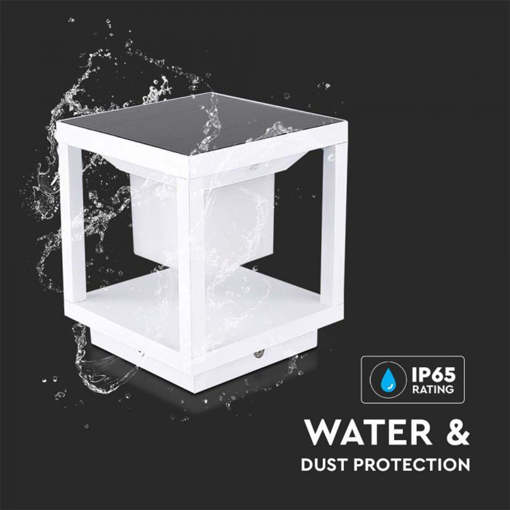 V-TAC White Warm White LED Solar Pillar Light Image 5