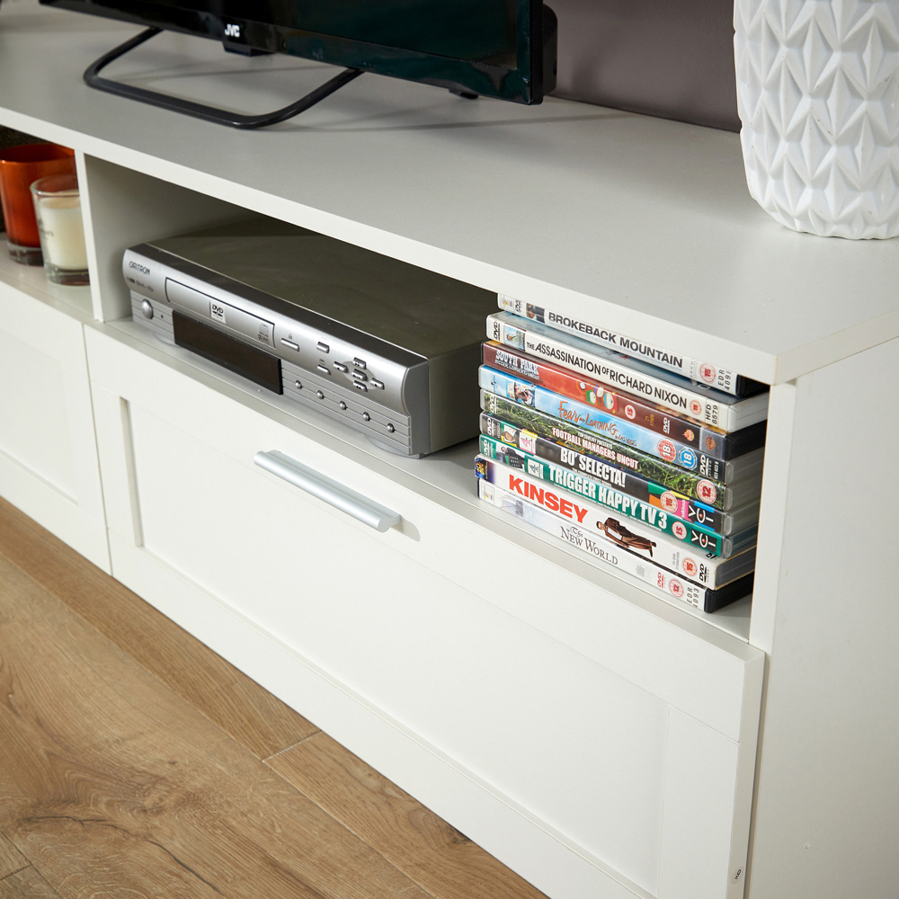 Home Source Latham 2 Drawer 2 Shelf White Gloss Finish TV Unit Image 4