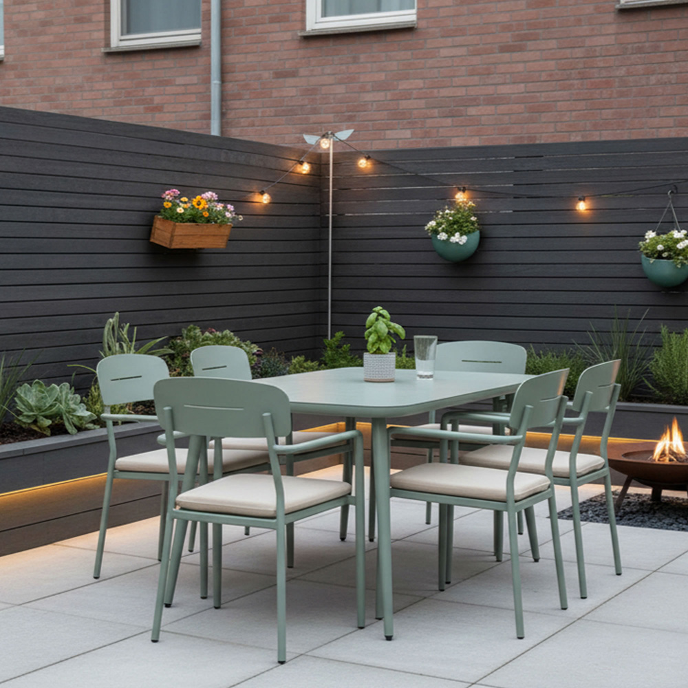 Kettler Verde 6 Seater Green Aluminium Garden Dining Set Image 3