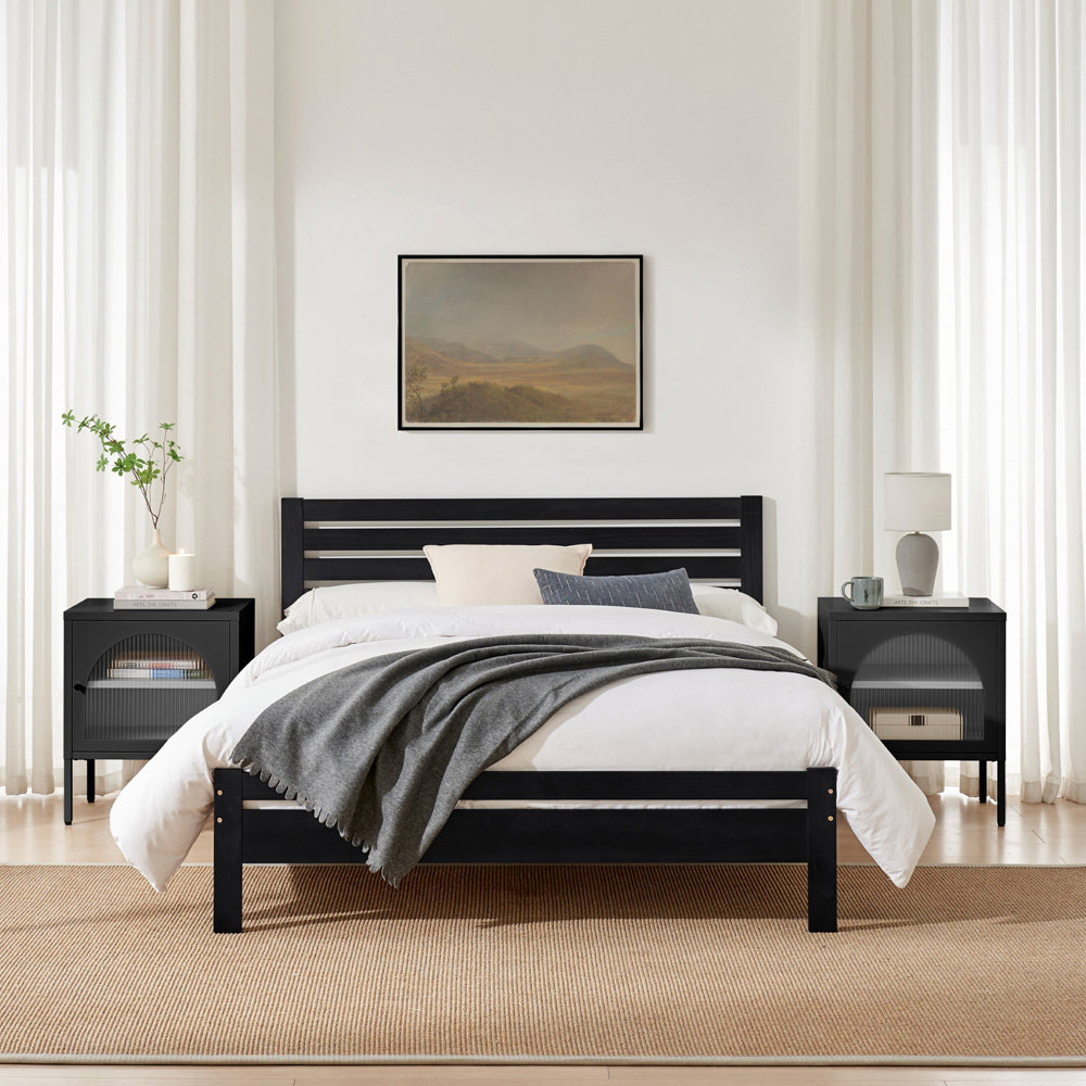 Furniturebox Cadhla Double Dark Grey Solid Pine Bed Frame Image 6