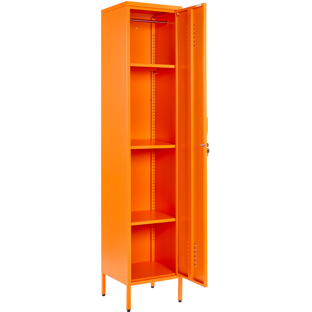 MMT Furniture Designs Single Door Orange Metal Tall Locker Cabinet Image 3