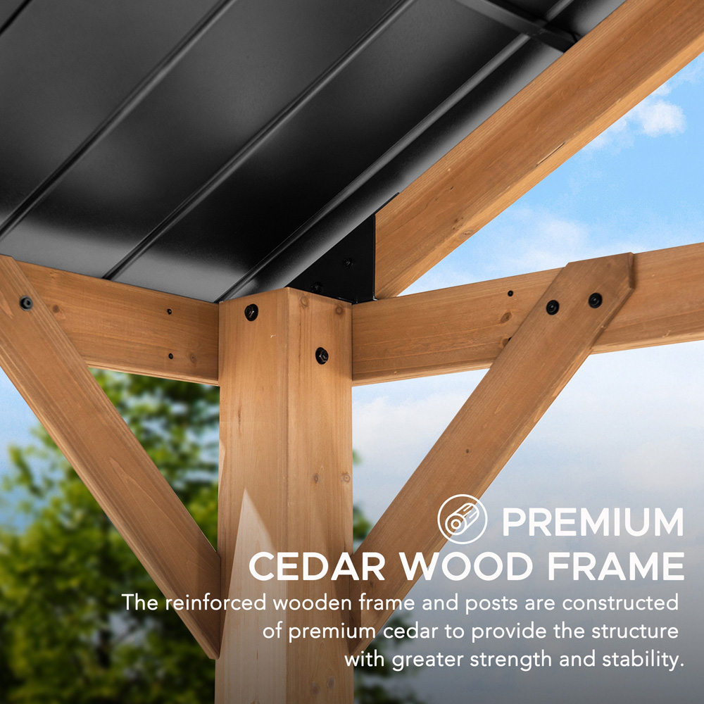 Sunjoy Rebra 4.04 x 4.65m Anthracite Cedar Wood Gazebo Image 4