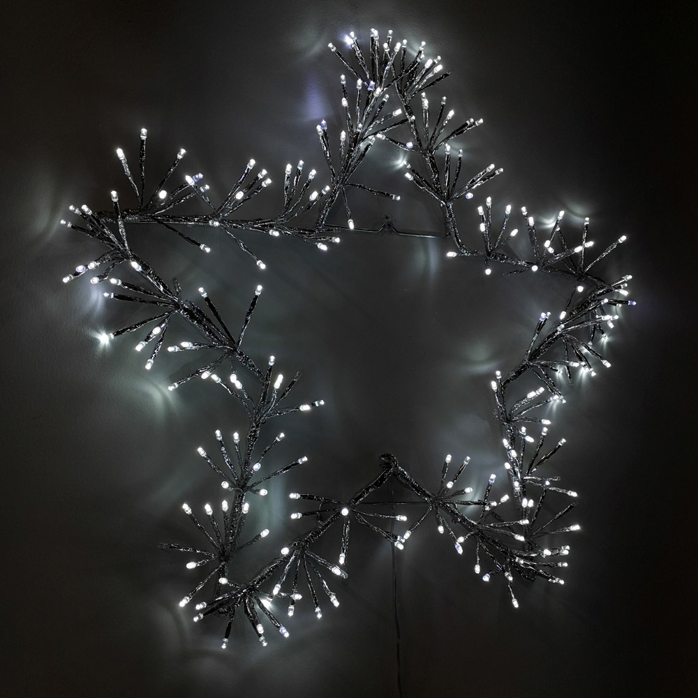 Premier Cool White Twinkling LED Silver Star Silhouette Christmas Decoration 60cm Image 6