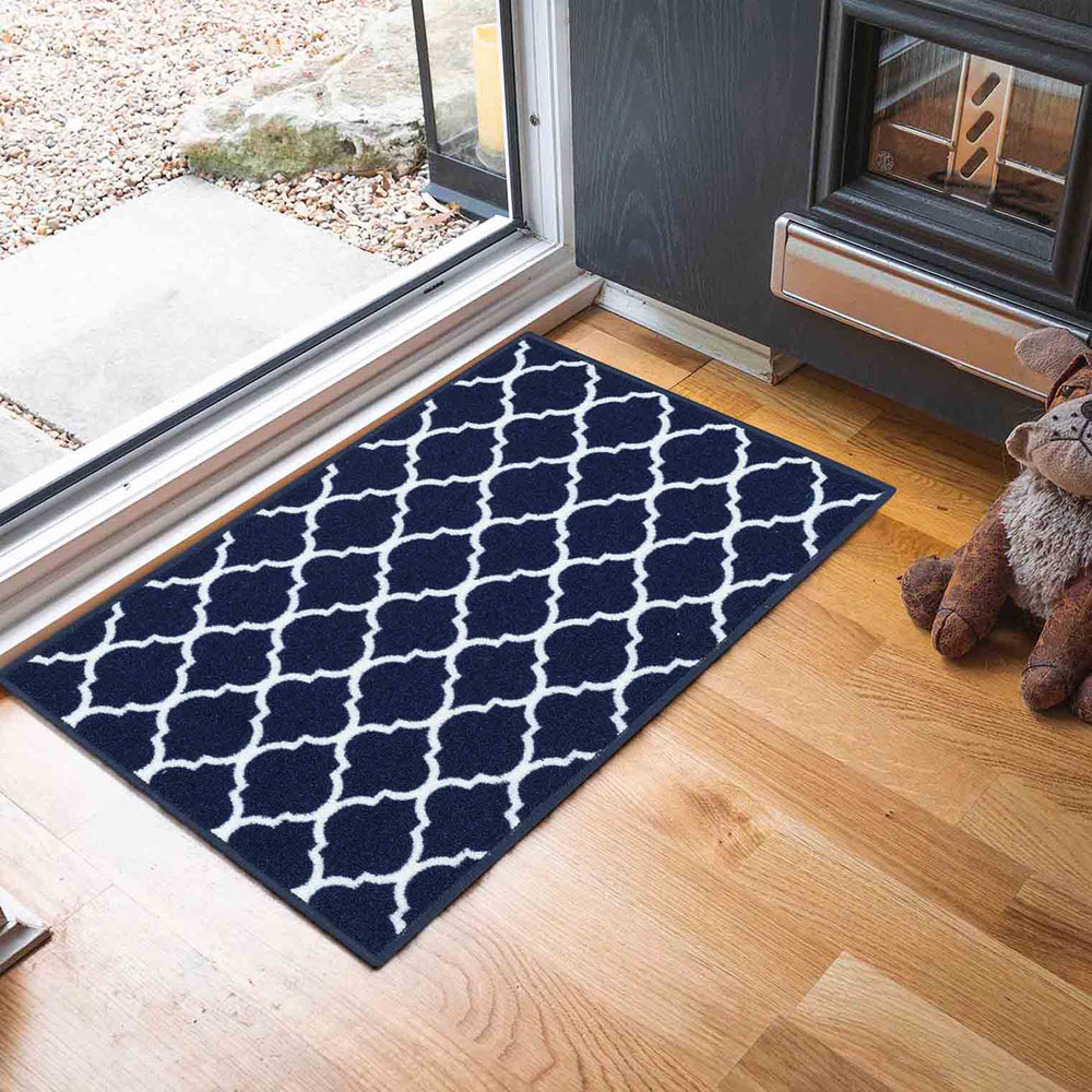 Desire Rugs Havana Navy Trellis Anti Slip Door Mat 220 x 67cm Image 4