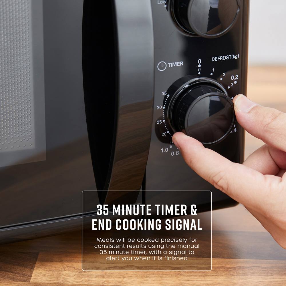 Swan SM4420BLK 20L Black Manual Microwave with 5 Power Levels and Defrost Function 700W Image 6