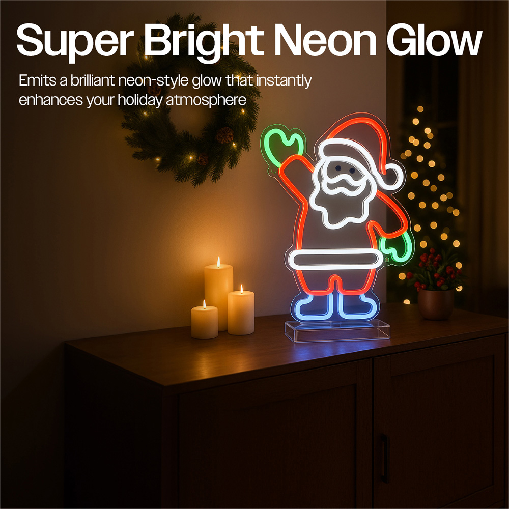 Xmas Haus Neon LED Wall Mountable Santa 29 x 17cm Image 4