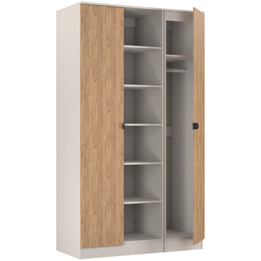 Crowndale Bora 2 Door 6 Shelf Gold Oak and Kashmir Triple Wardrobe Image 6