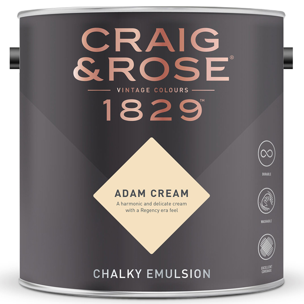 Craig & Rose Walls and Ceilings Adam Cream Chalky Emulsion Paint 5L Image 2