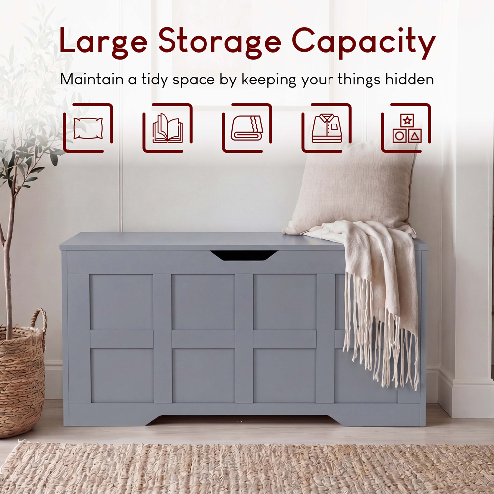 VIDA DESIGNS Grey Large Storage Ottoman Bench Image 4