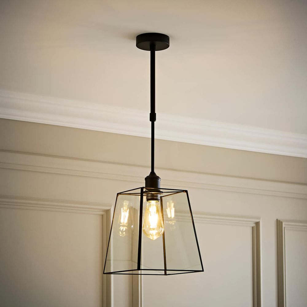 ValueLights Susie Glass Shade Matte Black Adjustable Drop LED Ceiling Pendant Light with Bulb Image 6