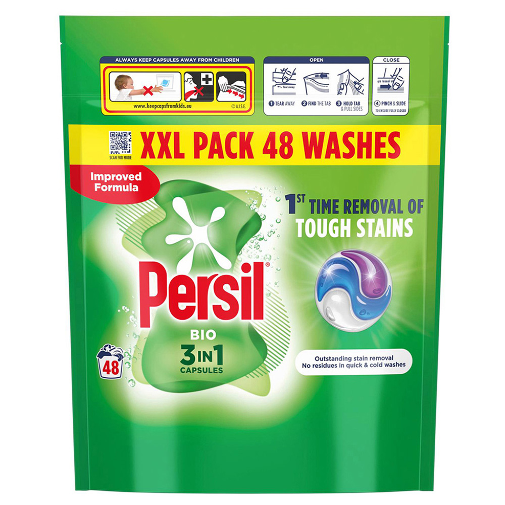 Persil Bio 3 in 1 Washing Capsules XXL 48 Washes 2 Pack Image 2