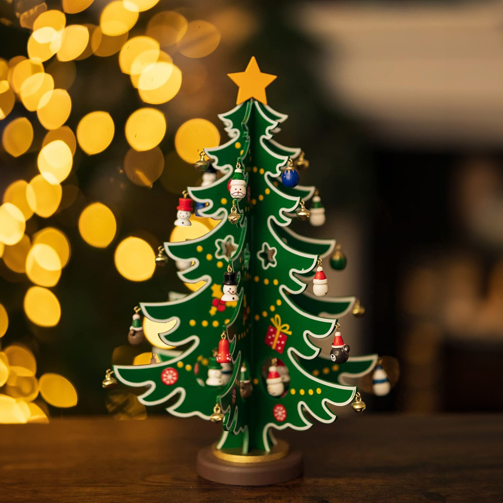 Marco Paul Wooden Christmas Tree Standing Decoration Image 2