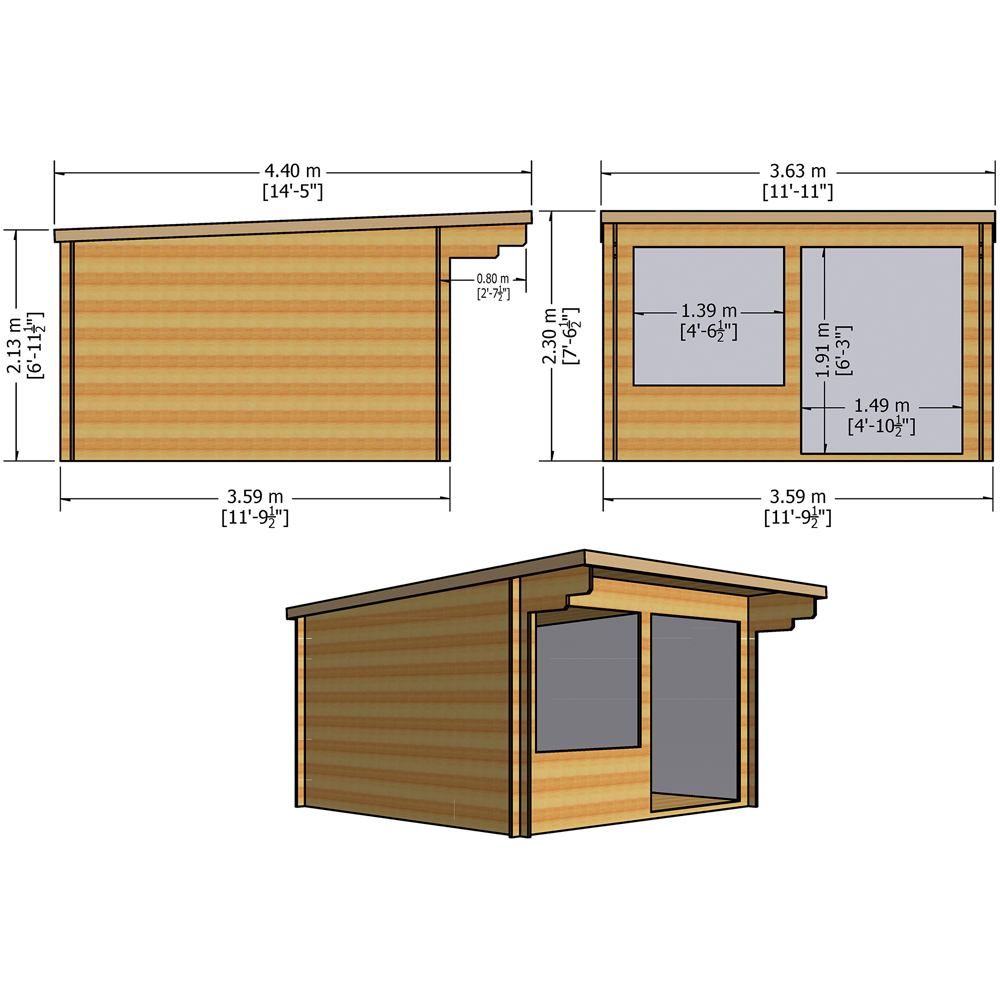 Shire Belgravia 12 x12ft Log Cabin Image 7