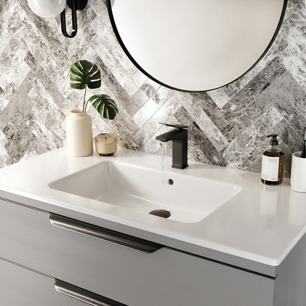 Bristan Tangram Matt Black Cool Start Basin Mixer with Clicker Waste Image 5