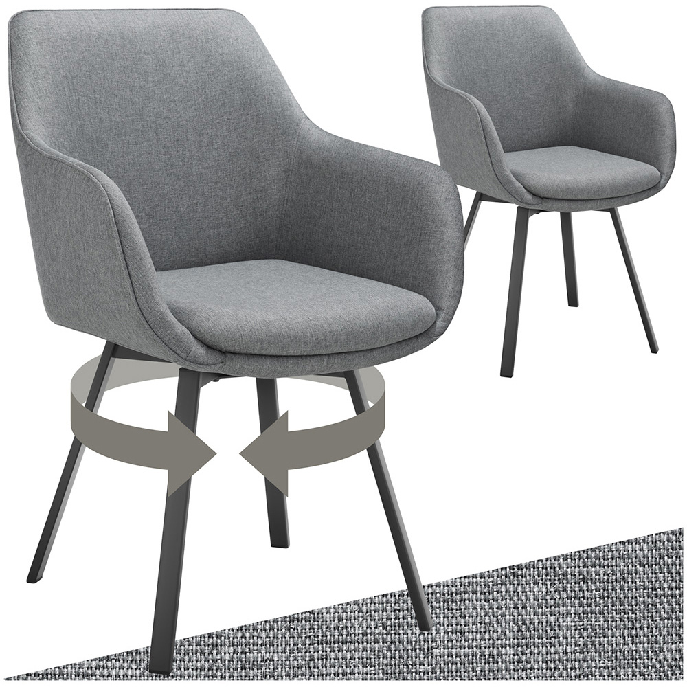 tectake Alicon Set of 2 Anthracite Dining Chair Image 2