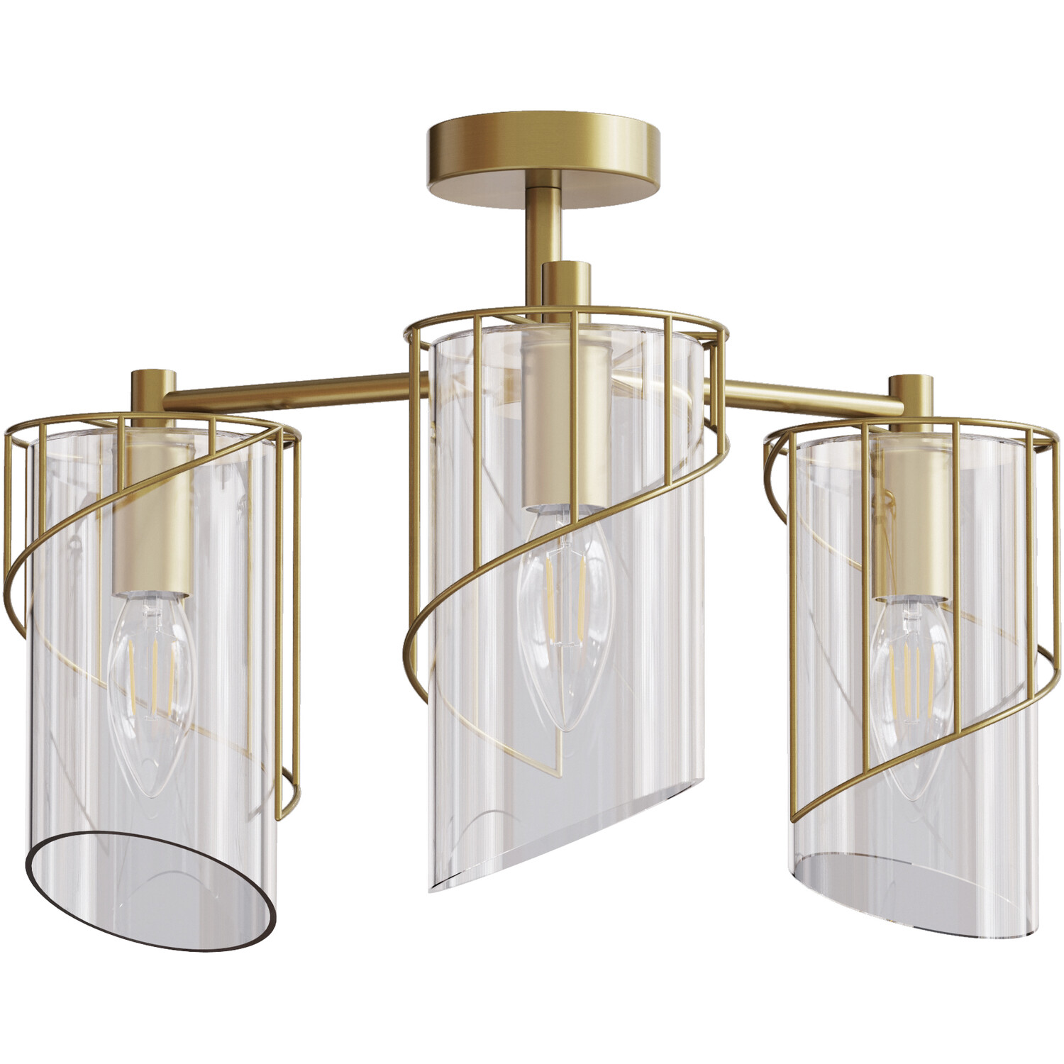 Georgie 3 Arm Flush Ceiling Fitting Brass Image 2