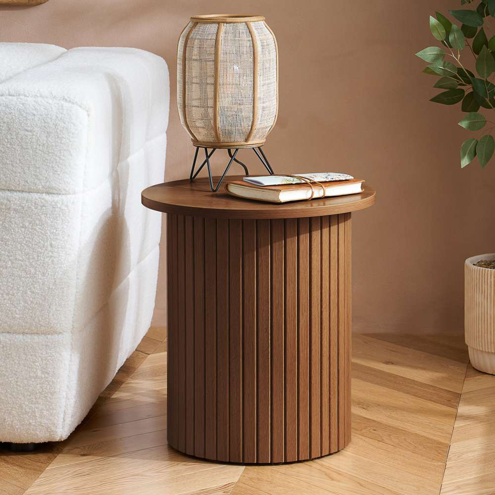 Birlea Axel Walnut Round Fluted Side Table Image 7