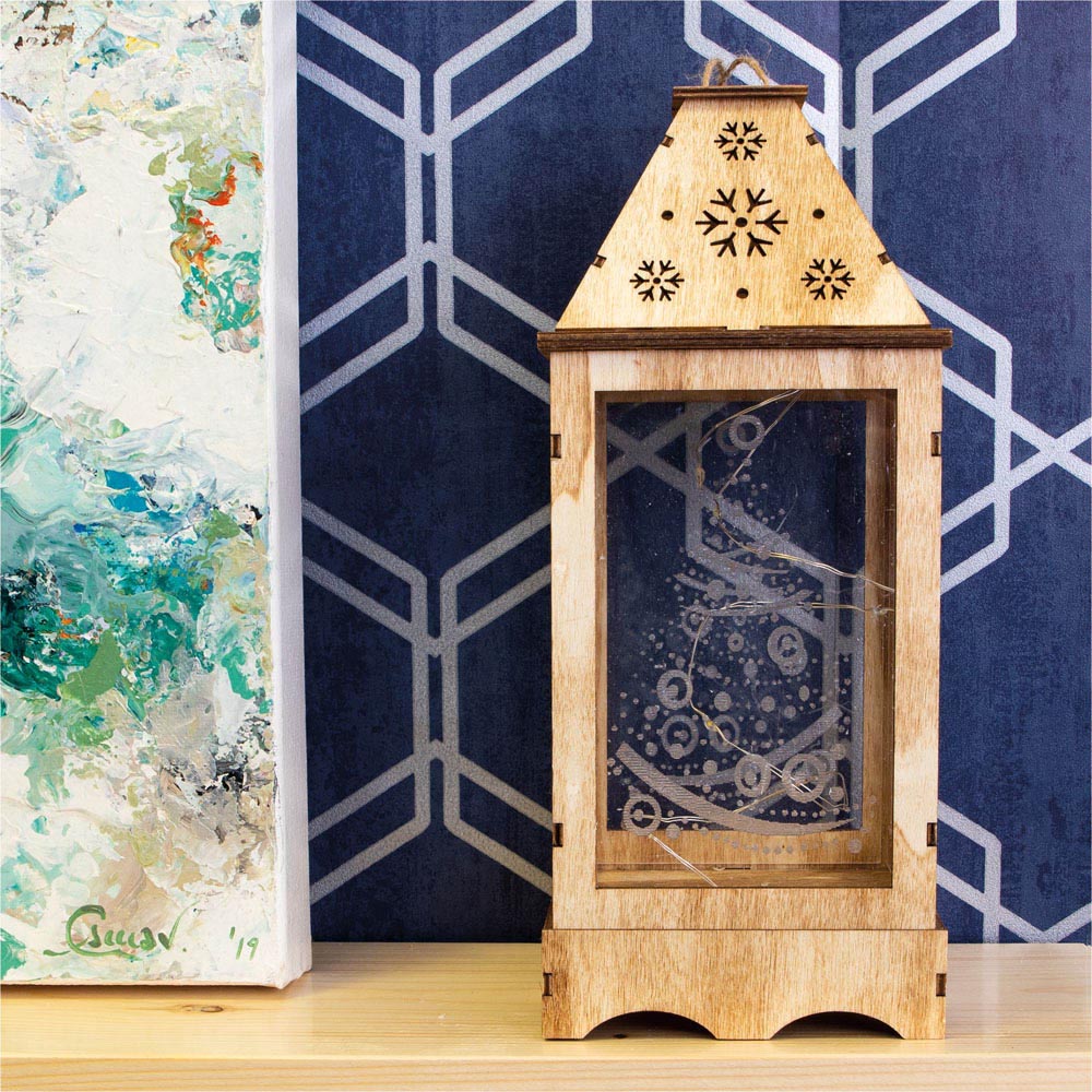 St Helens Festive Pre-Lit Wooden Christmas Lantern Image 3