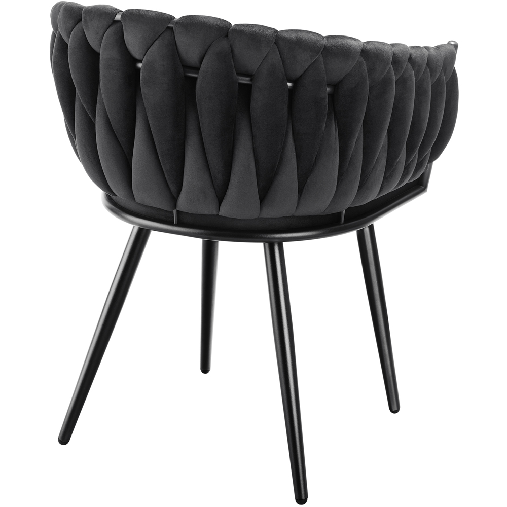 tectake Astano Set of 2 Black Velvet Padded Knot Design Dining Chair Image 4