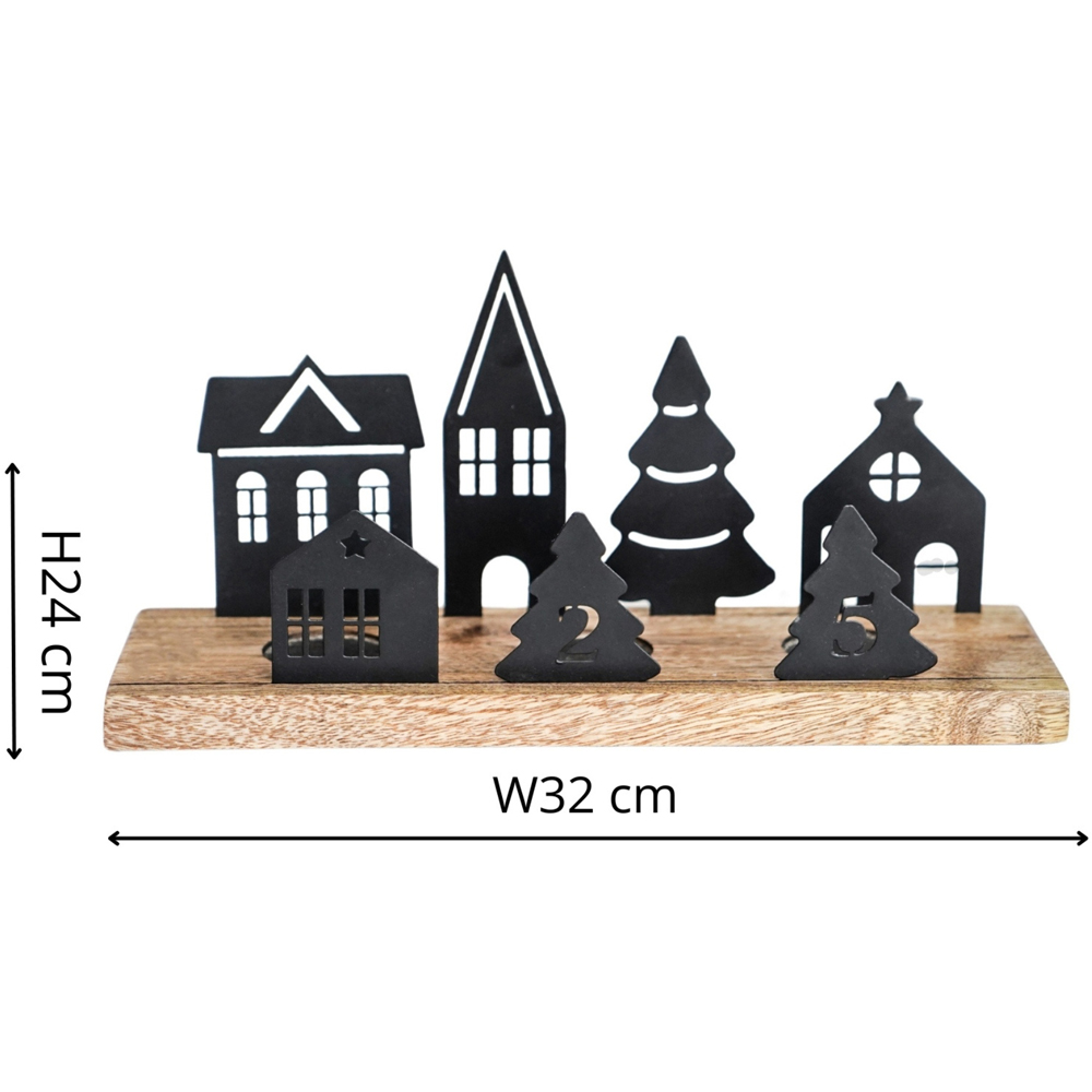 Ivyline Wooden Christmas Advent Tealight Holder with Metal Accessories Image 4