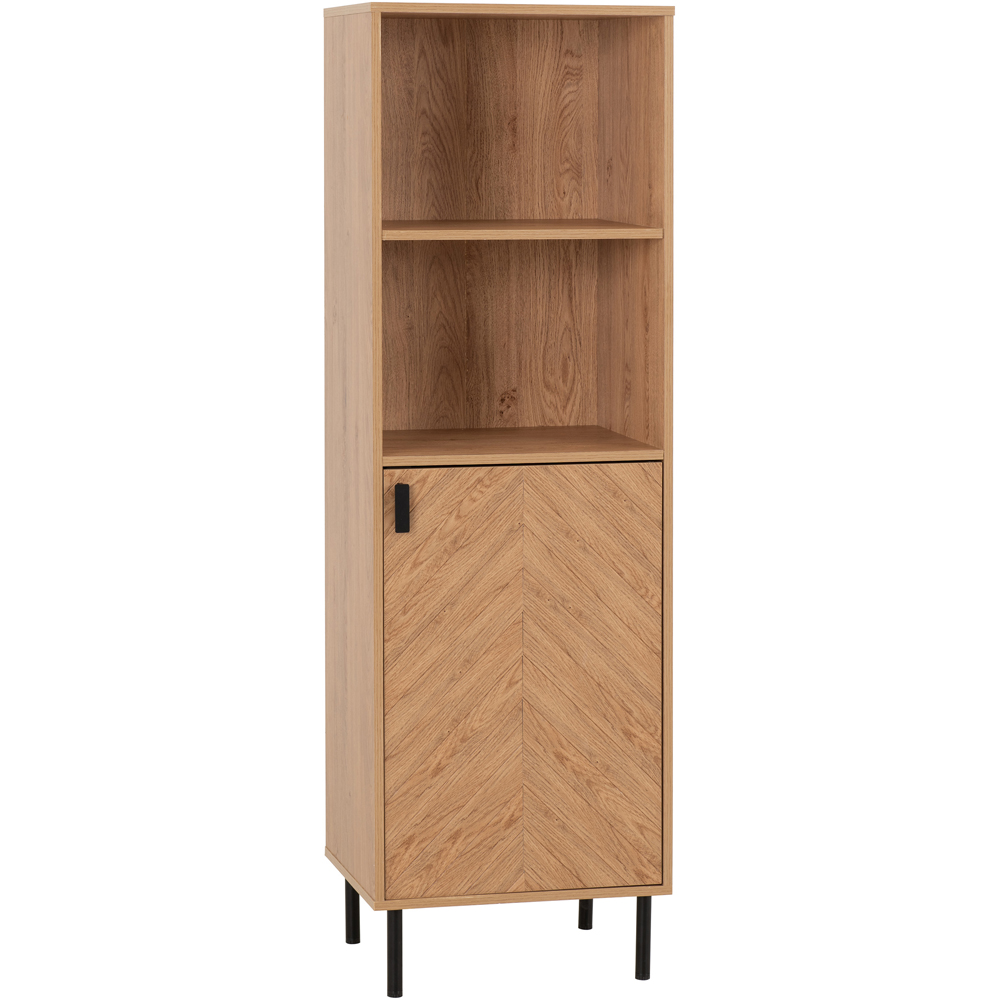 Seconique Leon Single Door 2 Shelf Medium Oak Effect Cabinet Image 2