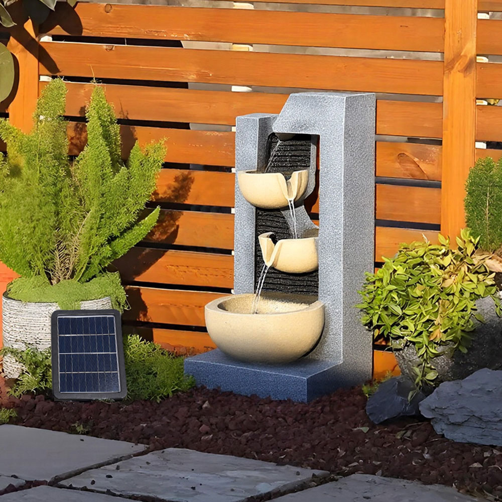 Living and Home 3 Tier LED Light Solar Powered Water Fountain Image 2