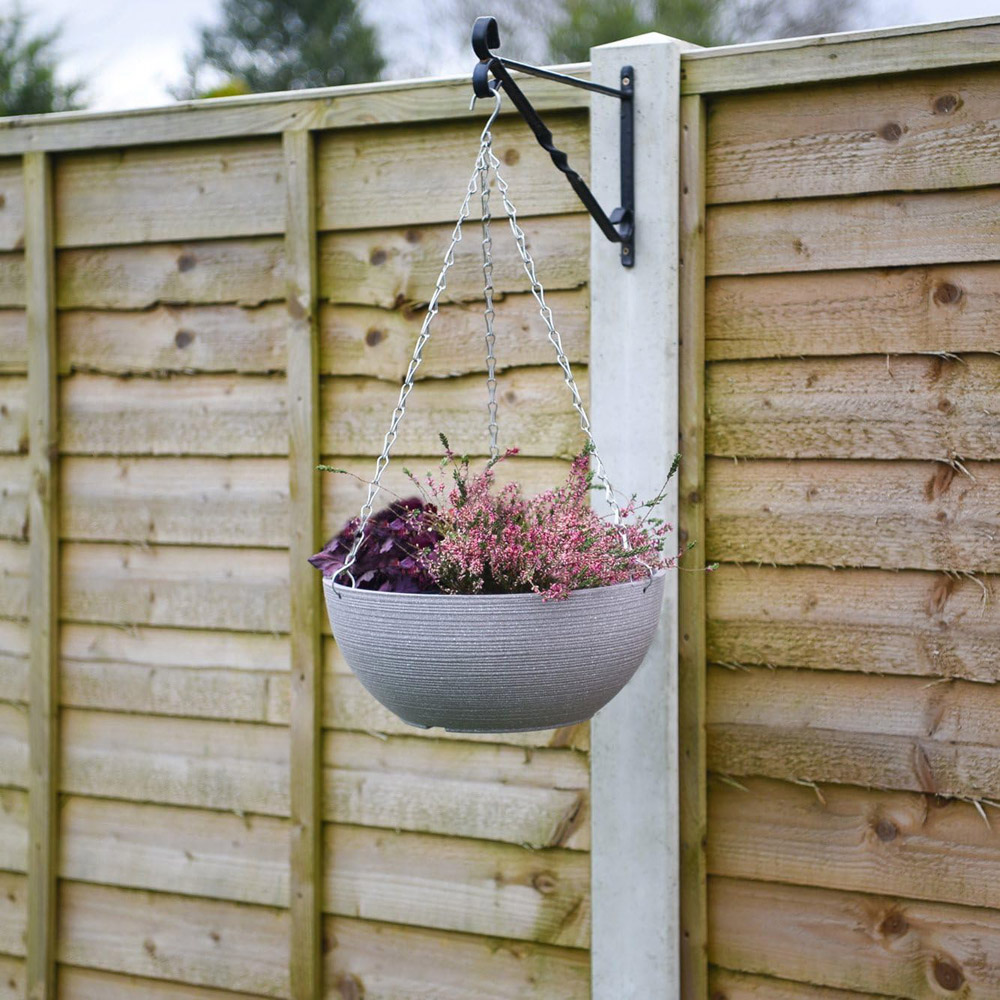 Garden Gear 35cm Stone Effect Dark and Cool Grey Hanging Baskets 2 Pack Image 2