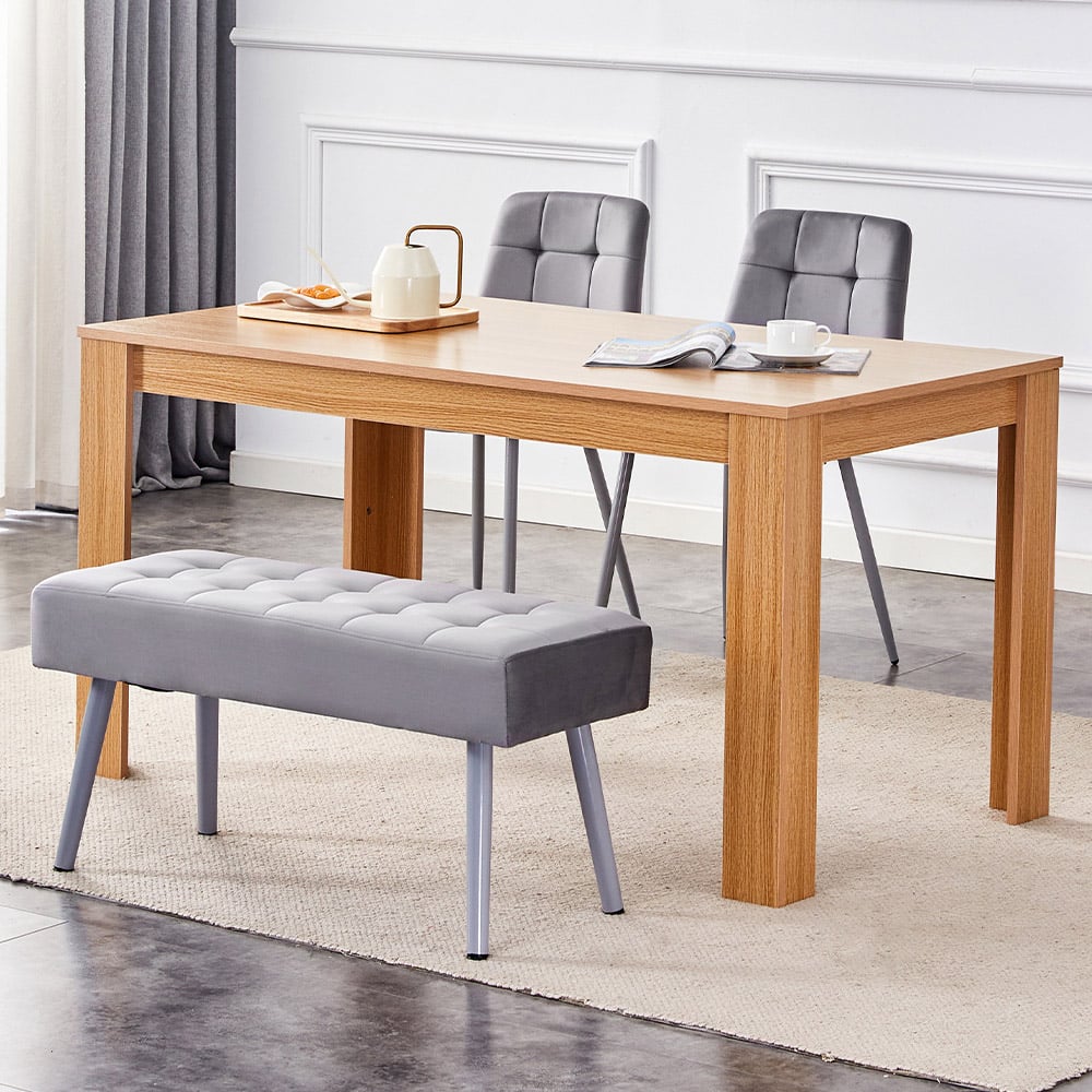 Kosy Koala 4 Seater Dining Set with Bench Oak Effect and Grey Velvet Image 1