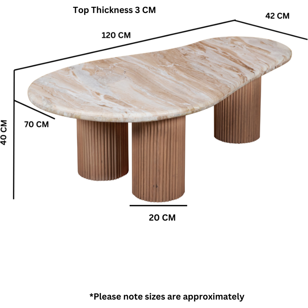 IH Design Bundi Natural Marble and Wood Pedestal Coffee Table Image 6