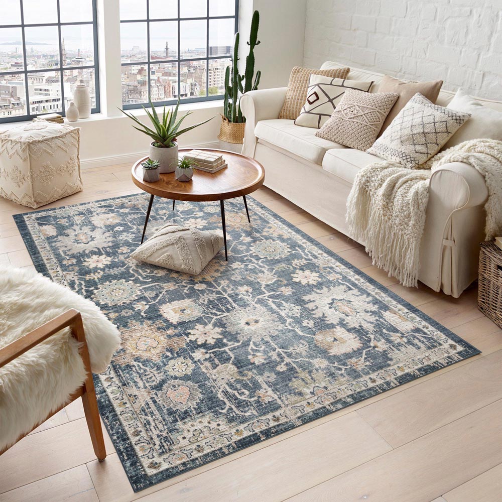 Desire Rugs Maia Navy Lagoon Floral Non Slip Rug 200 x 300cm Image 2