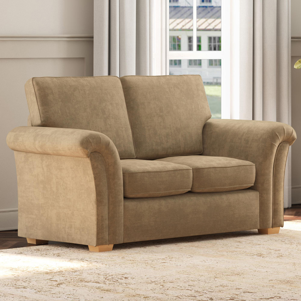 Castleacre 5 Seater Mink Plush Velvet Fixed Back Sofa Set Image 5