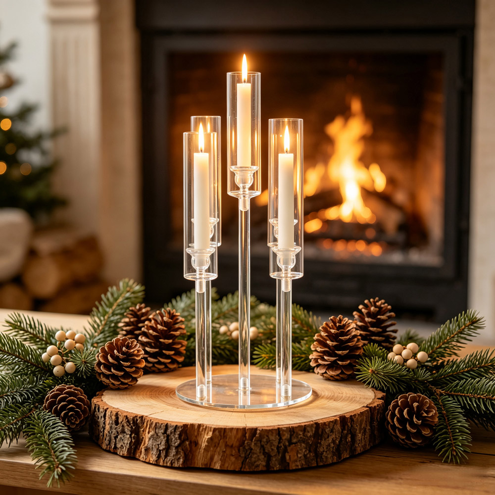 Living and Home 5-Arm Clear Acrylic Candle Holder 58cm Image 7