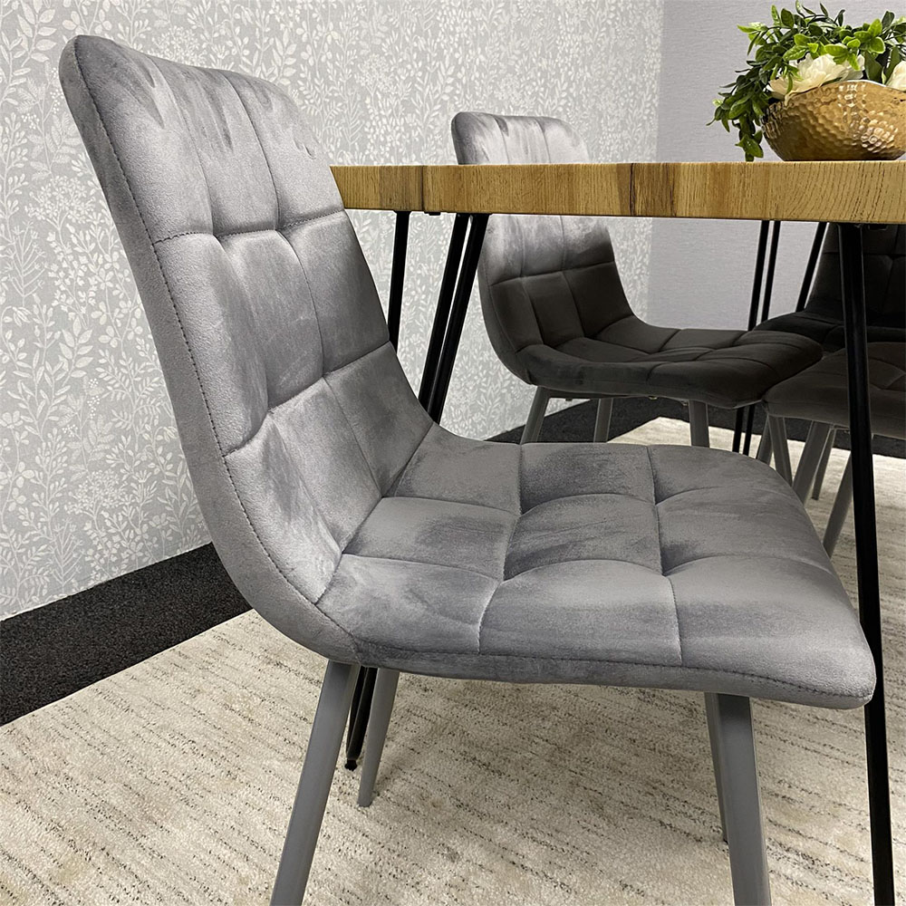 Kosy Koala 4 Seater Velvet Wooden Dining Set Grey Image 3