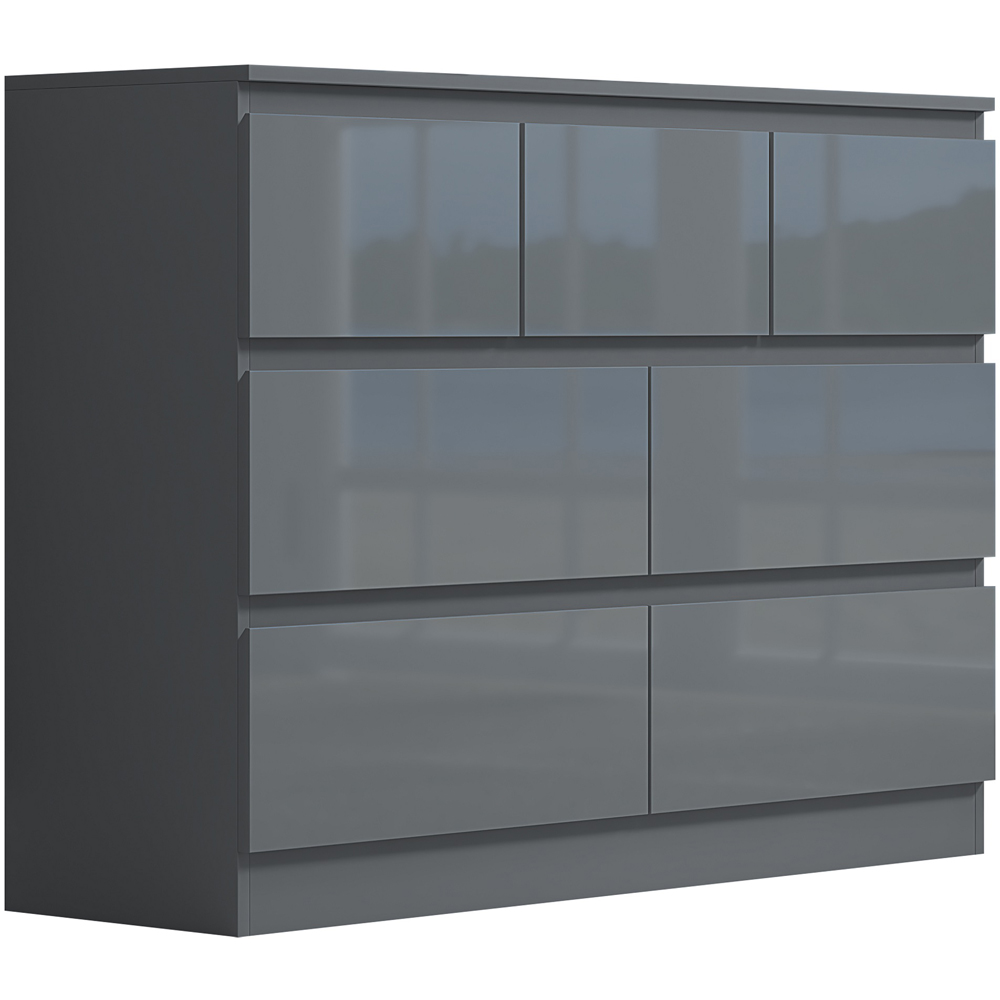 FWStyle Stora Merchant 7 Drawer Grey Gloss Chest Of Drawers Image 2