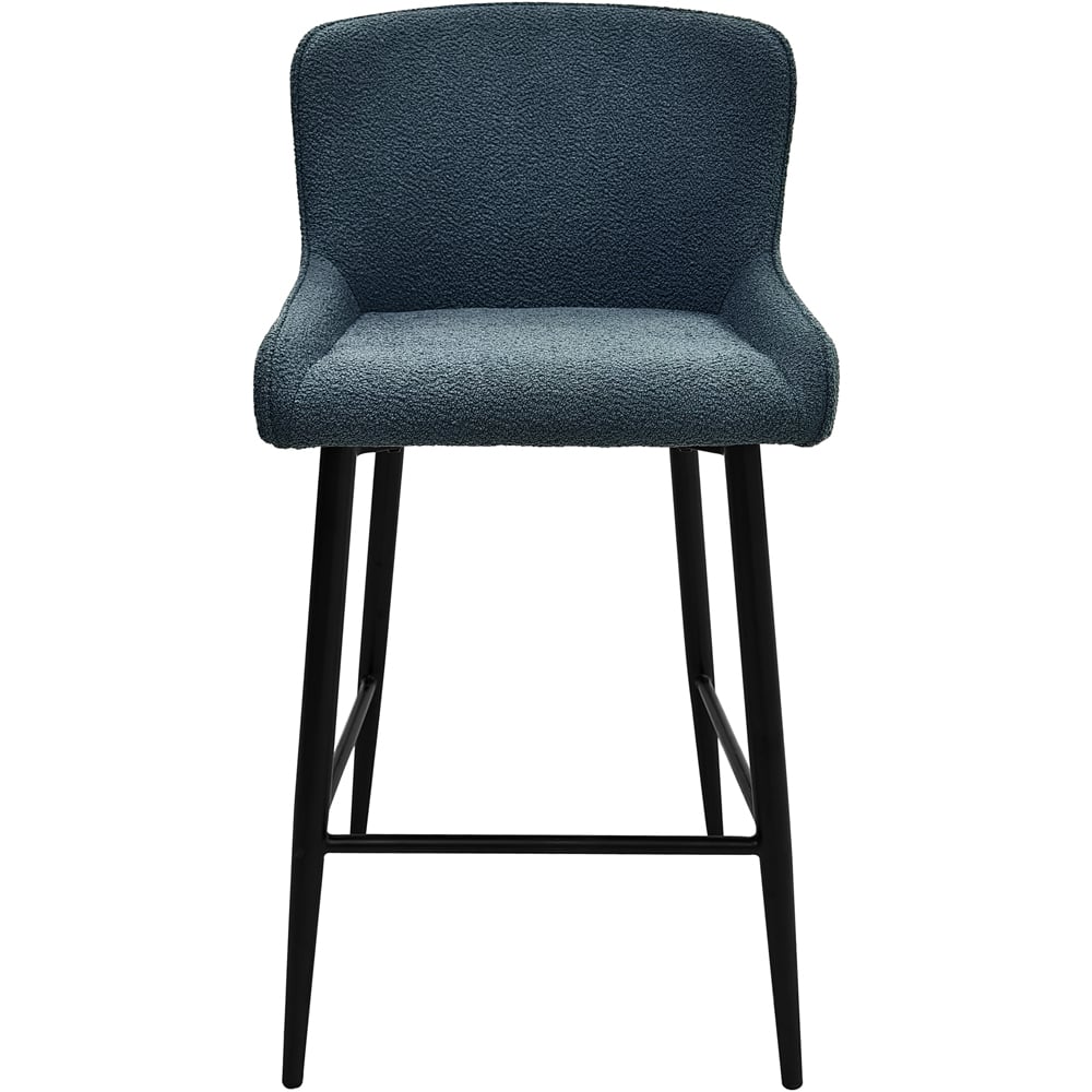 Bentley Designs Rubens Set of 2 Blue Boucle Fabric Upholstered Barstool Image 3