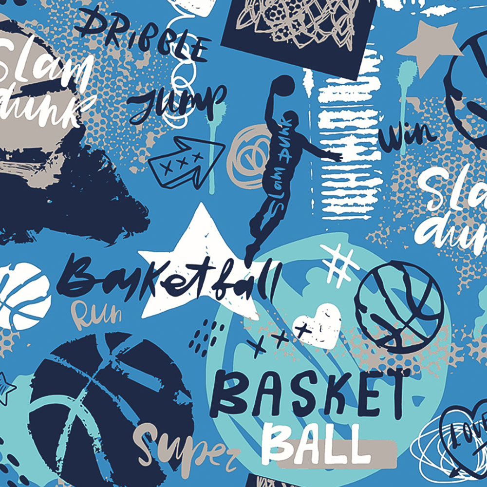 Origin Murals Graffiti Basketball Blue Wall Mural Image 2