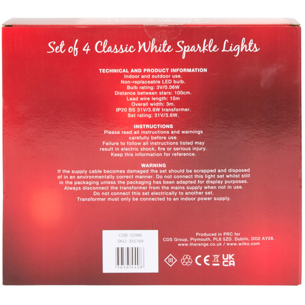 Big House Classic White Twinkling Sparkle Balls Christmas Decoration 4 Pack Image 4